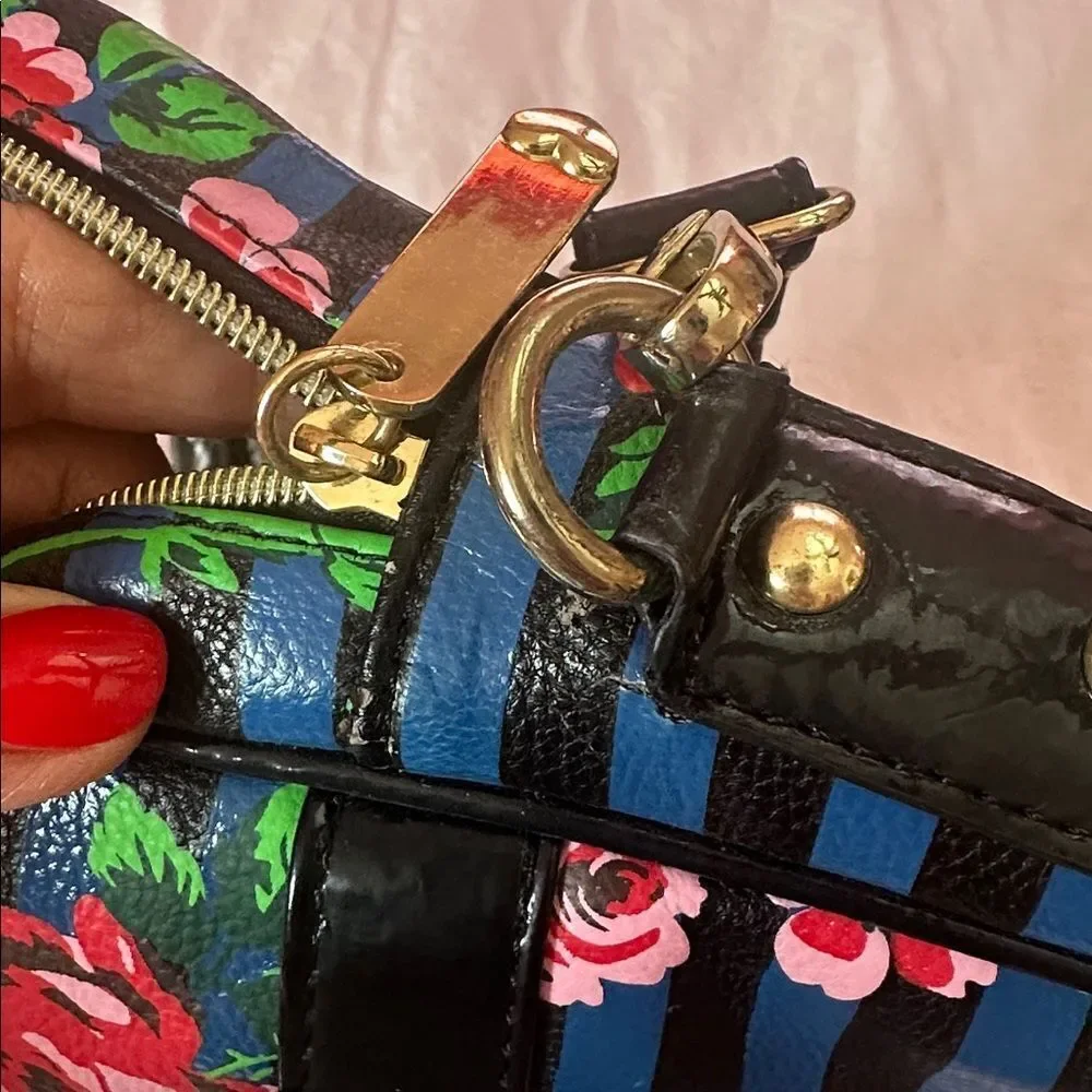 Betsy Johnson Laptop Bag Crossbody Roses Stripes